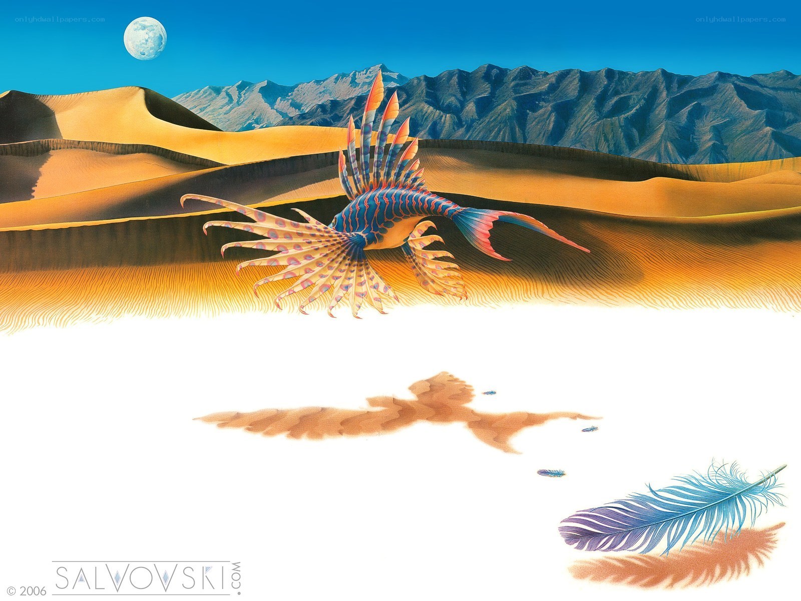 Surreal fish in desert