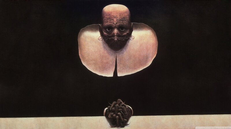surreal floating head and brain