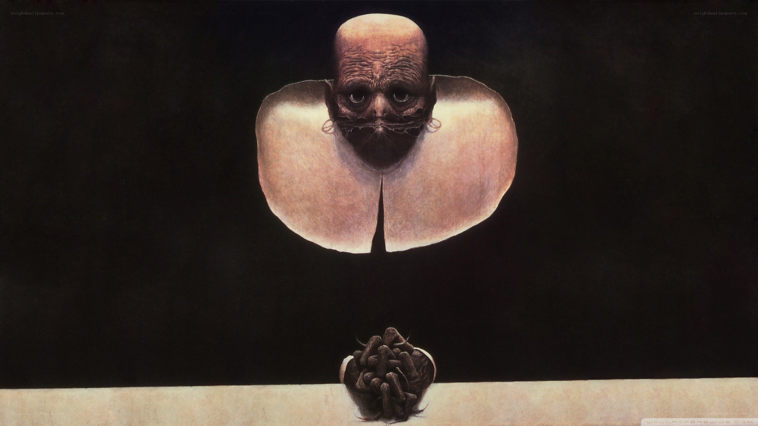 surreal floating head and brain