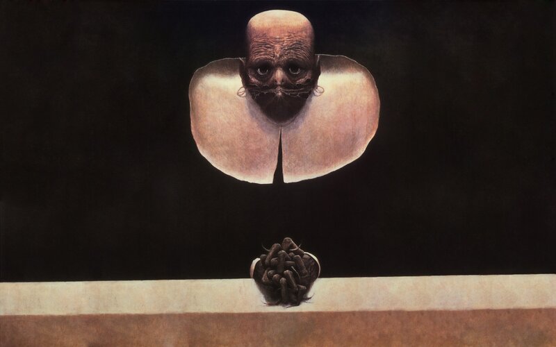Surreal floating head and brain