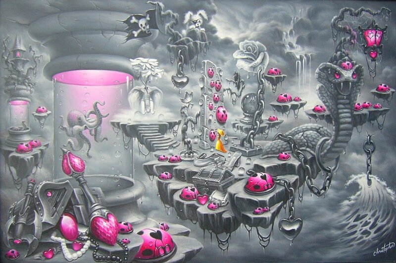 Surreal Floating Island — Gray, Dreamlike