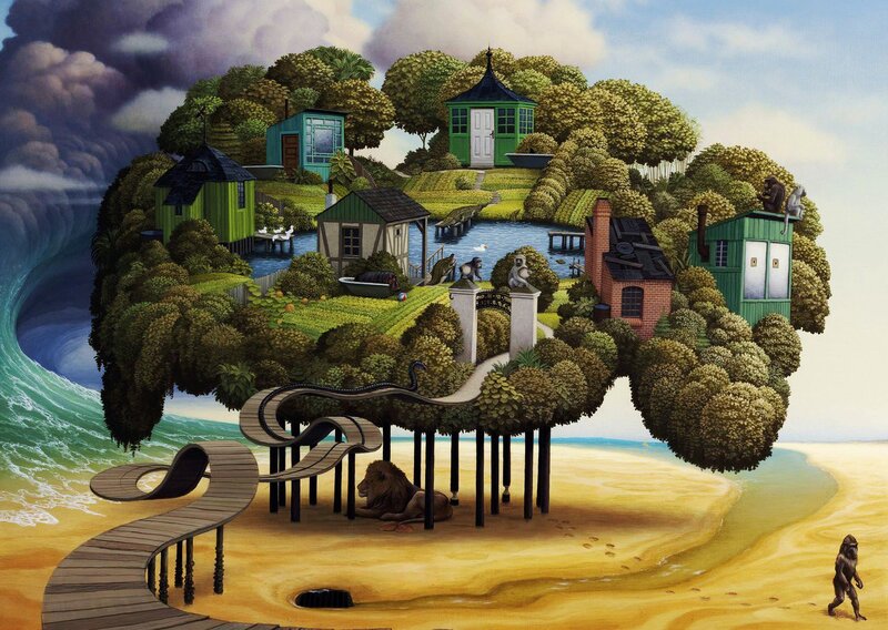 Surreal Floating Island — Green