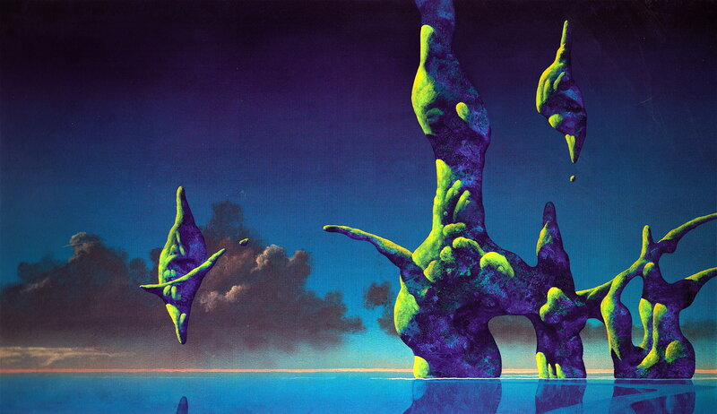 Surreal floating rock formations