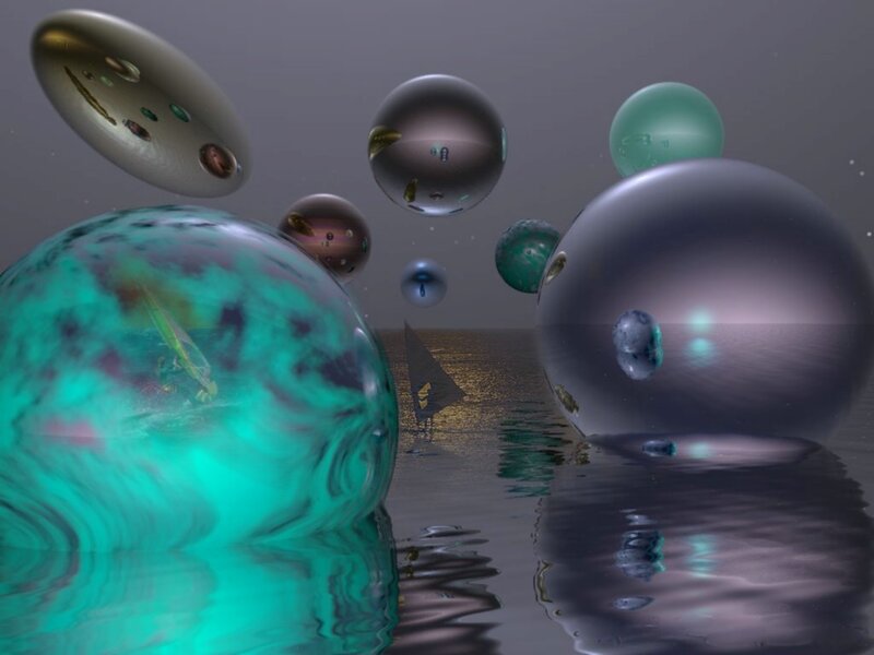 Surreal floating spheres