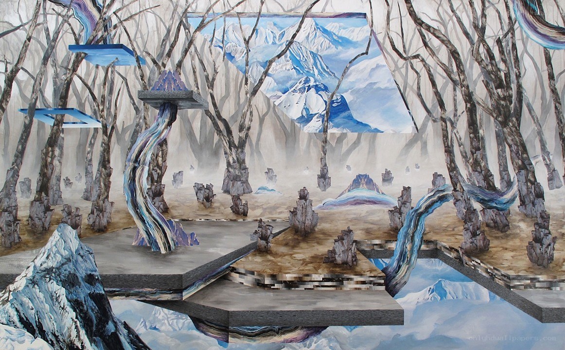 Surreal forest landscape