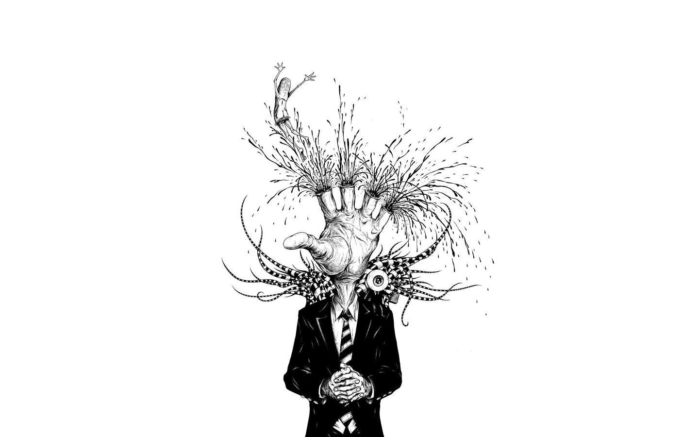surreal hand-headed figure