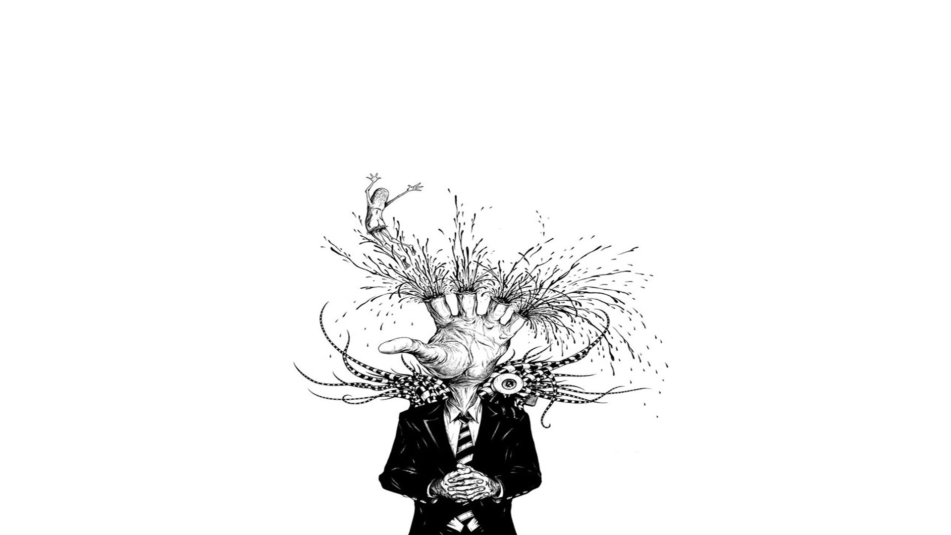 surreal hand-headed figure