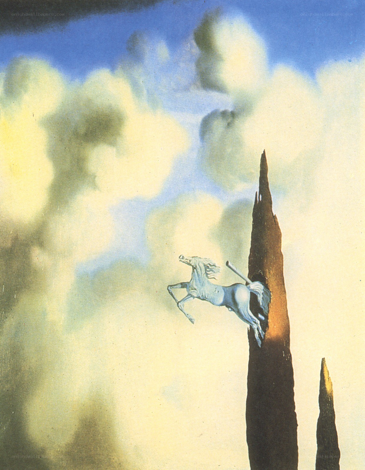 Surreal horse on a cliff