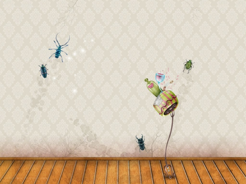 surreal insect scene