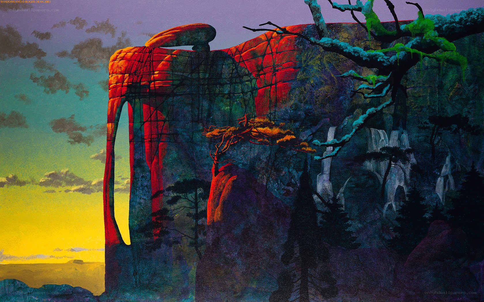 Surreal landscape at sunset