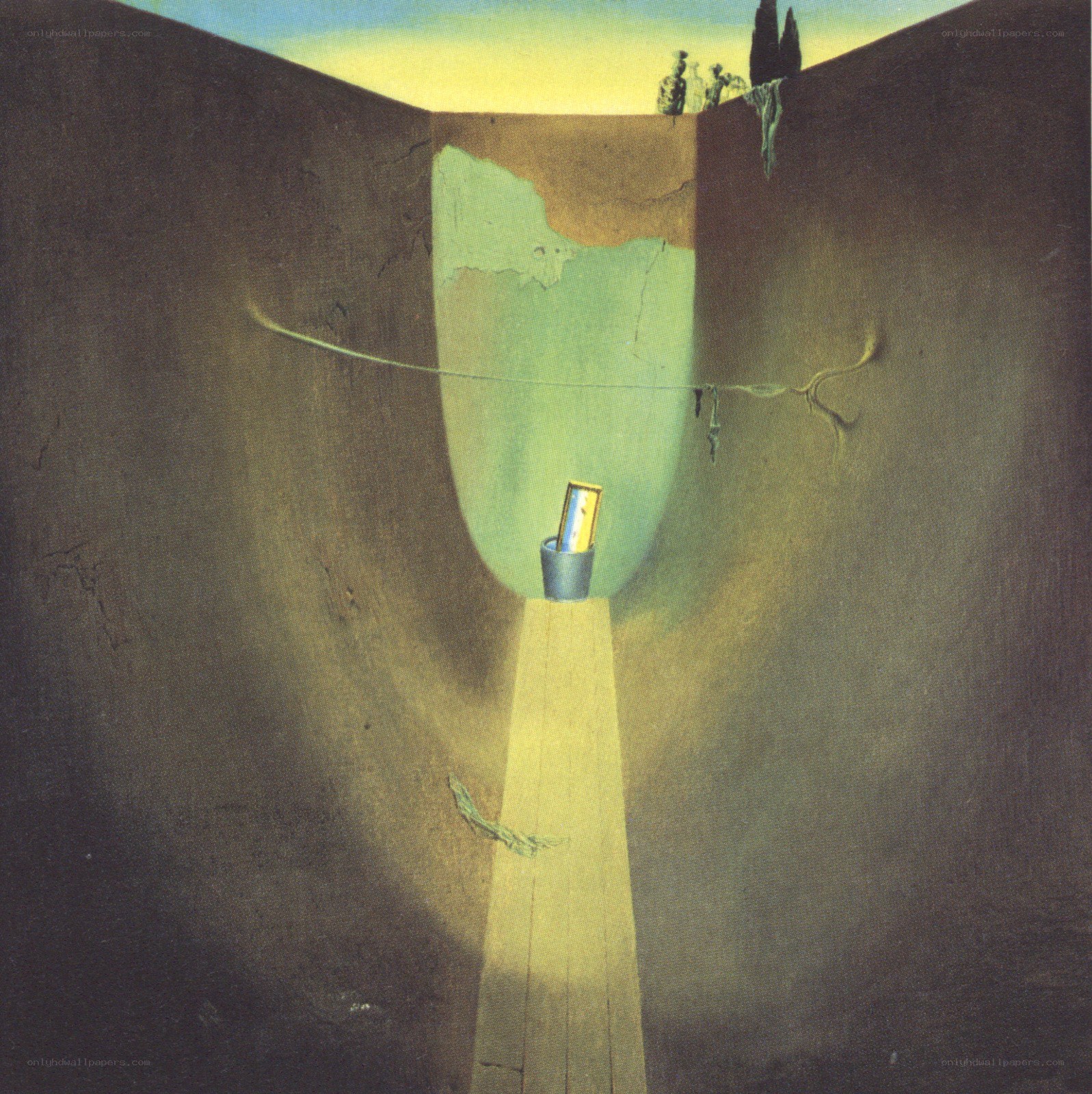 Surreal landscape with a well