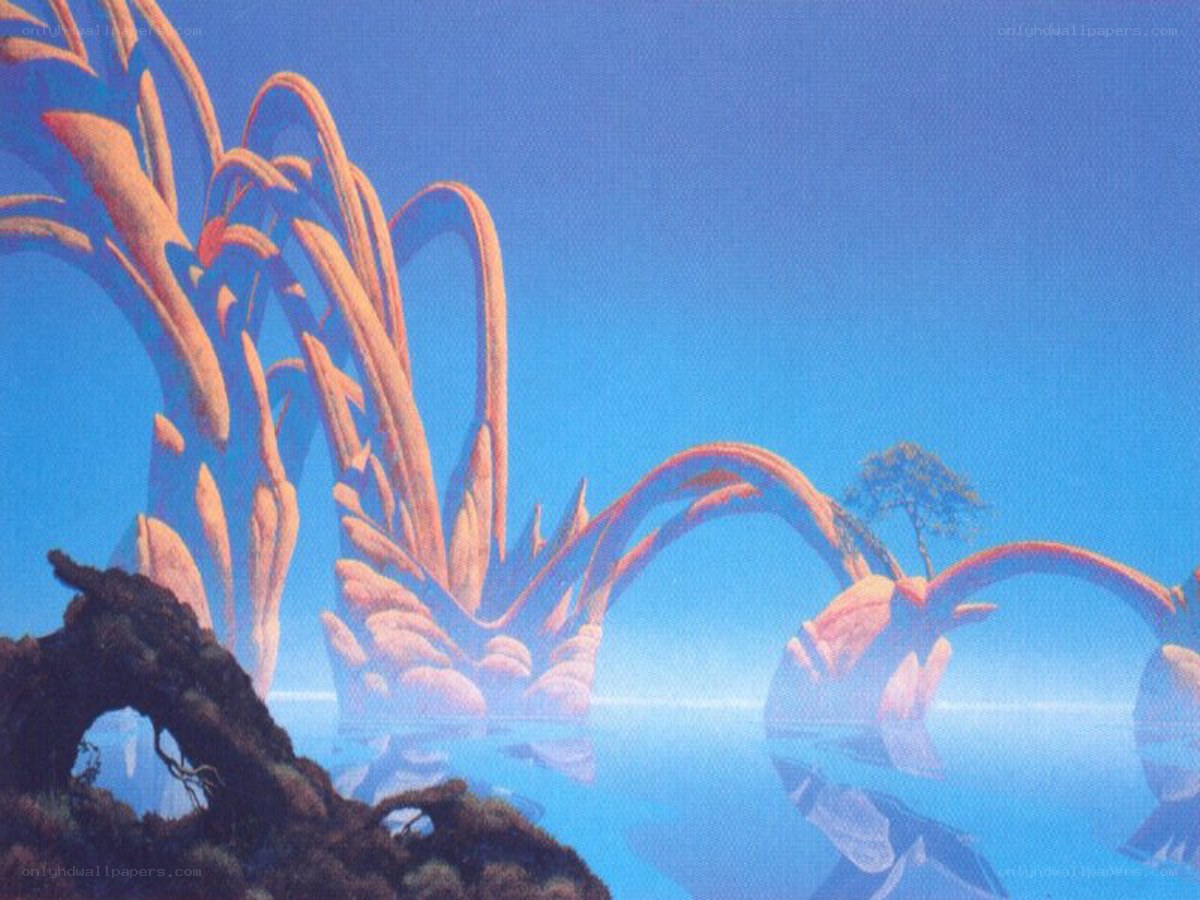 Surreal landscape with arches