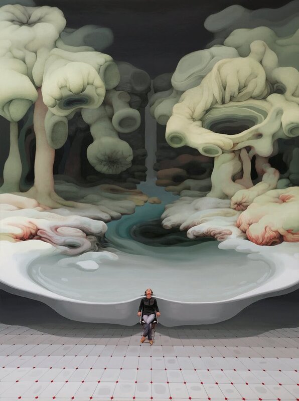 Surreal landscape with figure