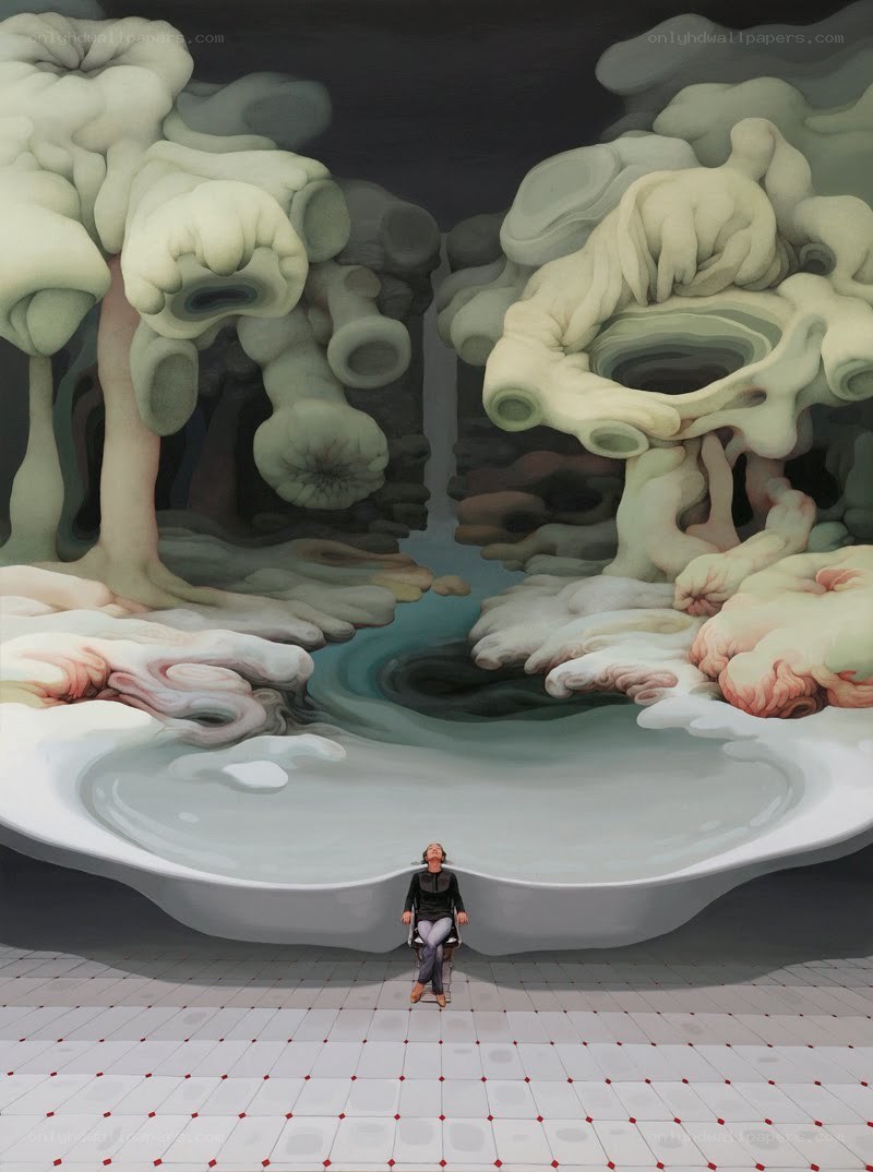 Surreal landscape with figure