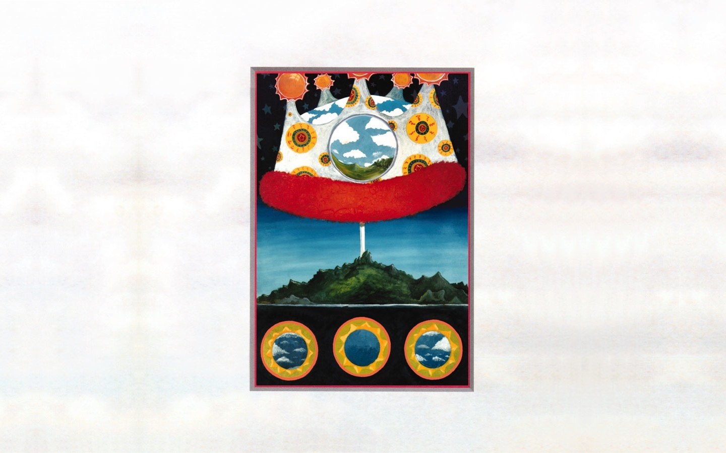 surreal landscape with floating object