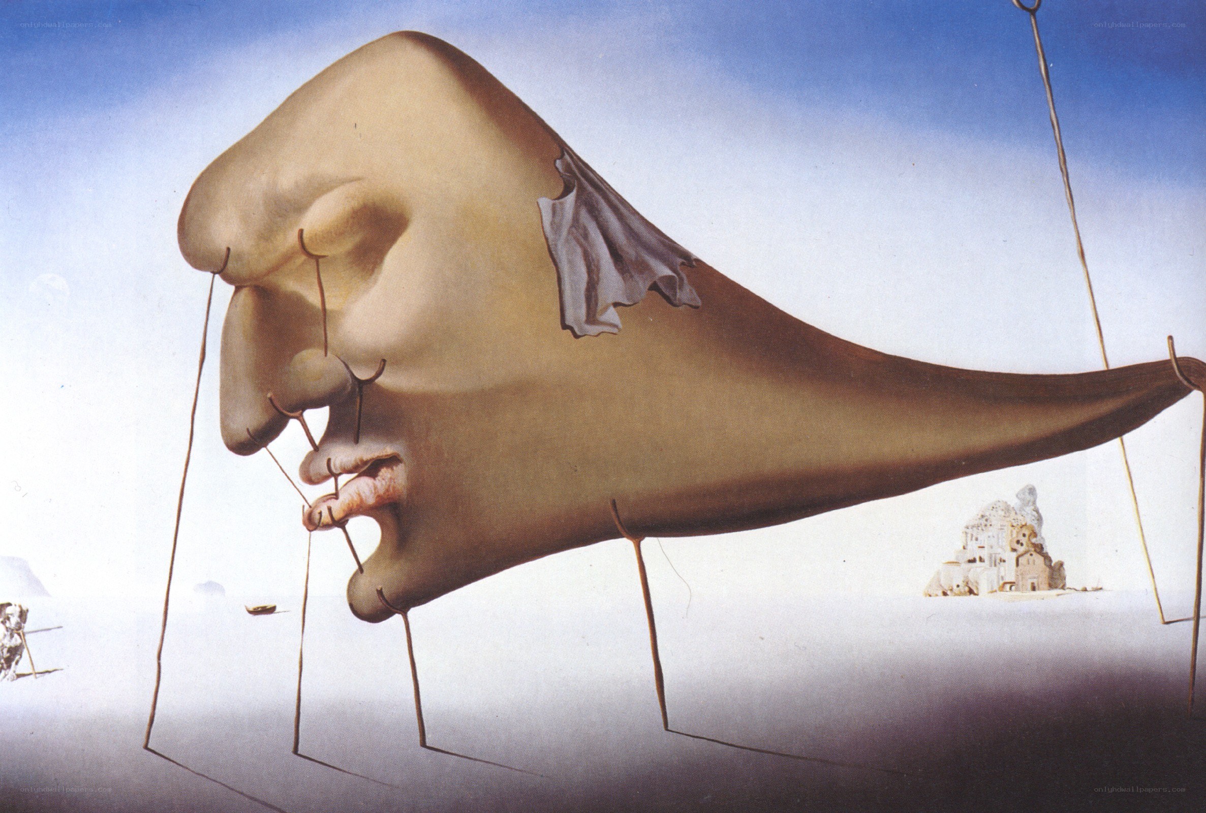 Surreal landscape with giant face