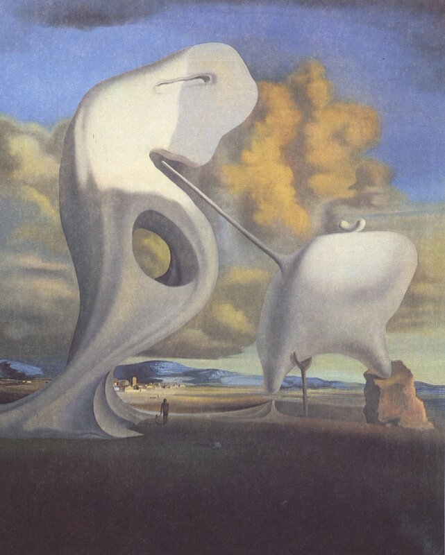 Surreal landscape with giant forms