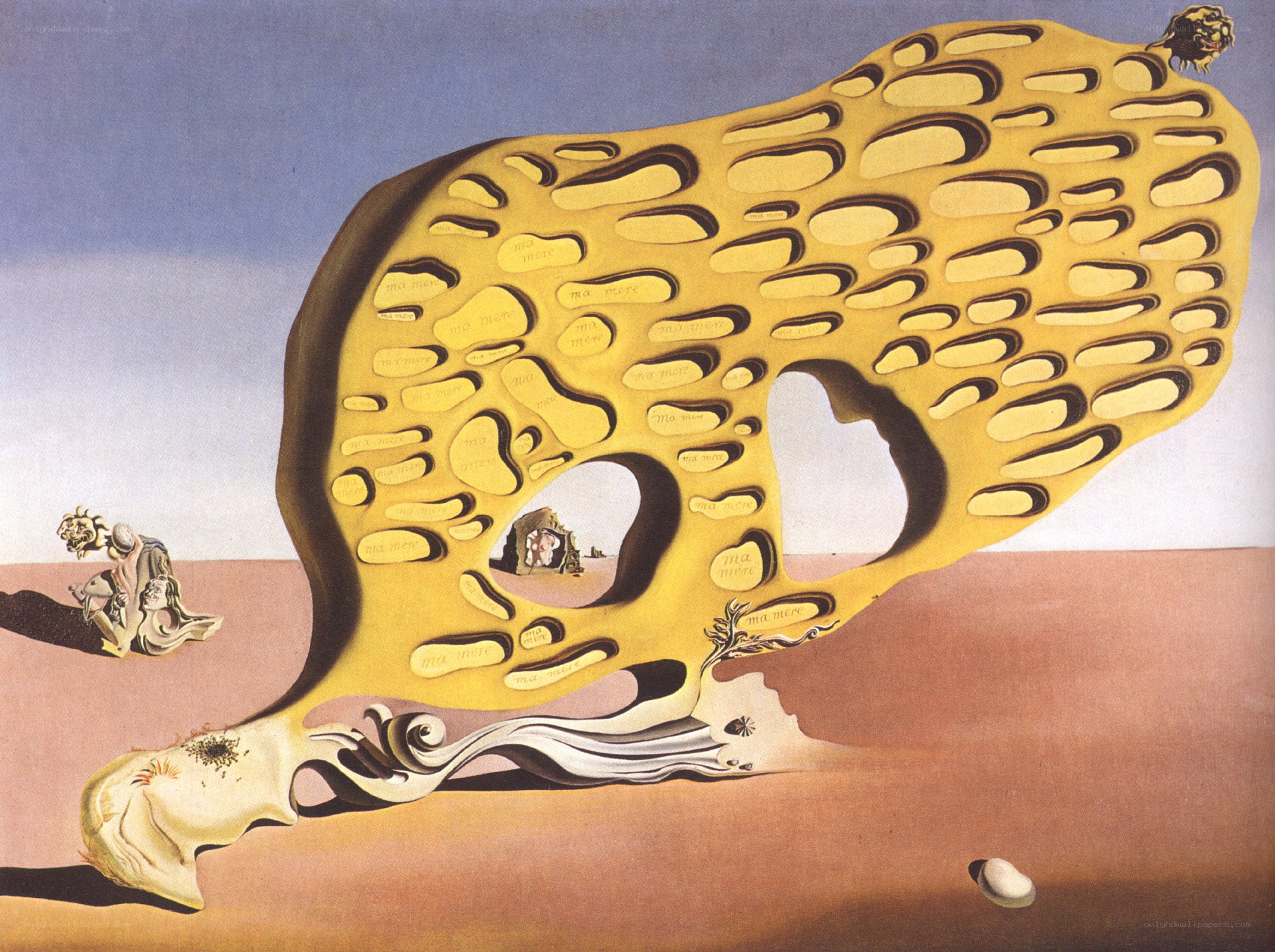 Surreal landscape with giant head
