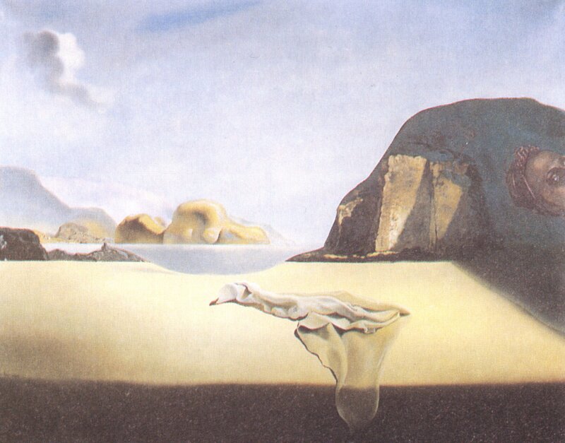 Surreal landscape with melting forms