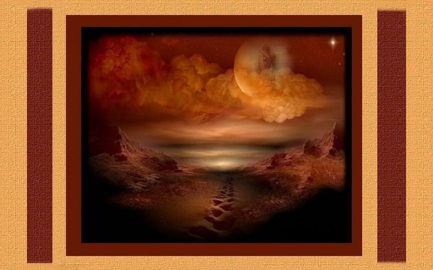 surreal landscape with moon