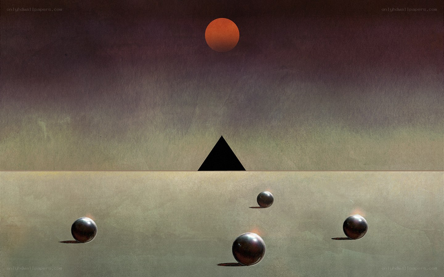 Surreal landscape with spheres