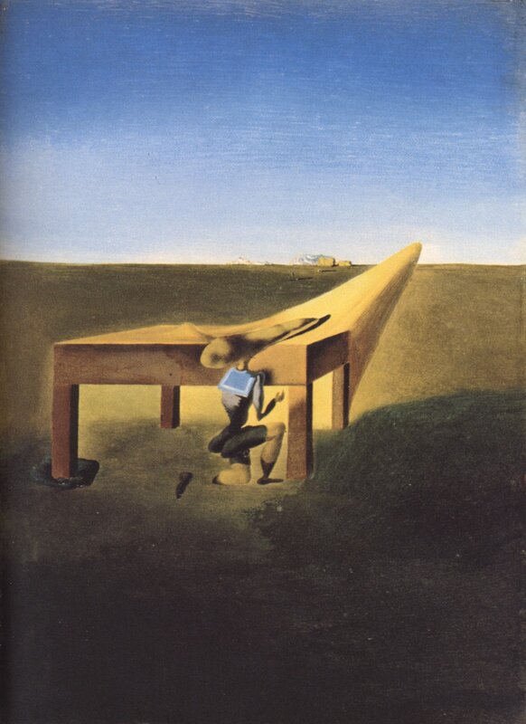 Surreal landscape with table