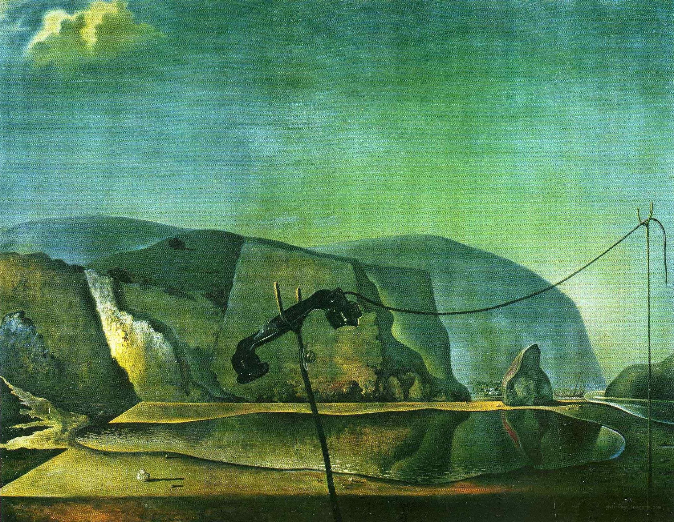 Surreal landscape with telephone