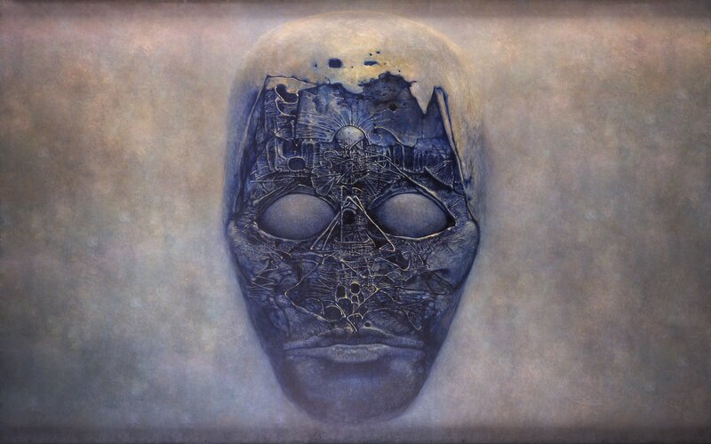 Surreal mask with cracked surface