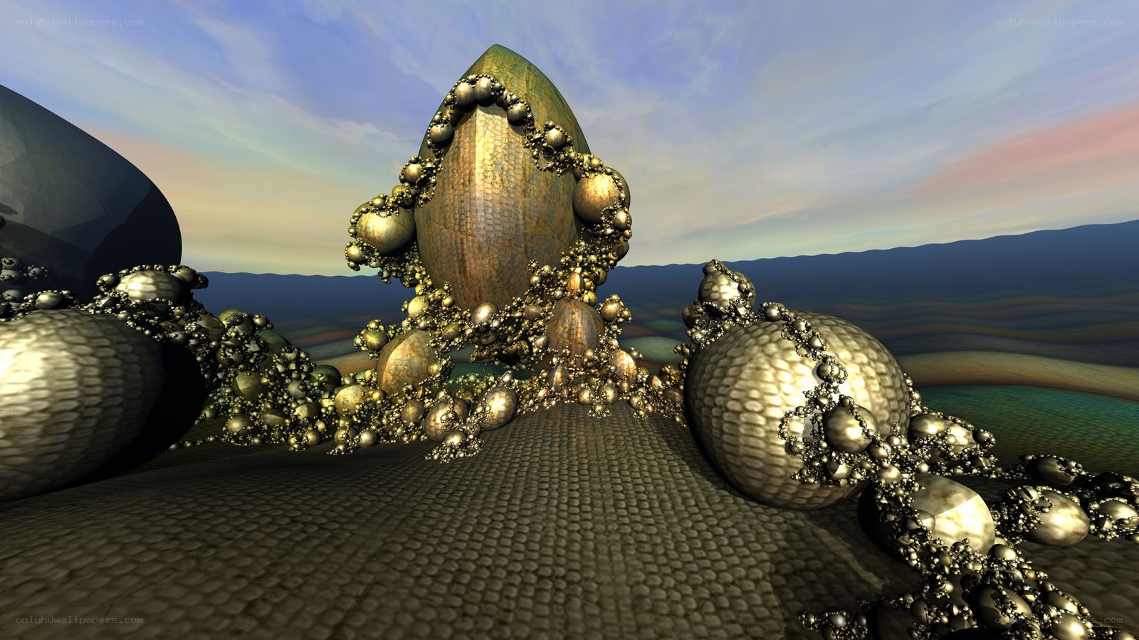 Surreal metallic landscape