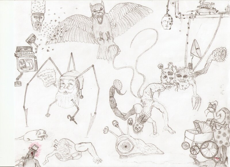 surreal monster doodles