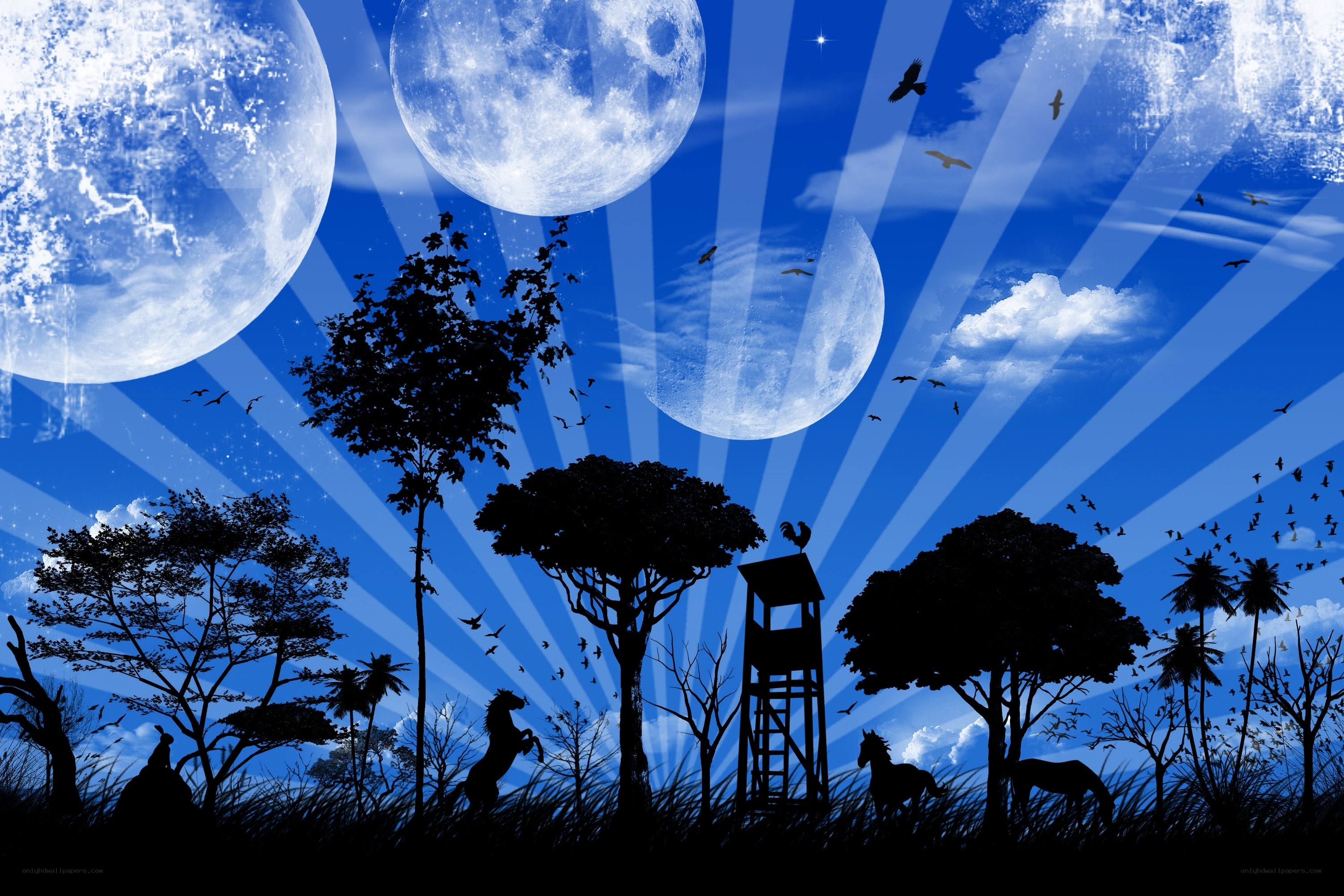 surreal moonlit landscape