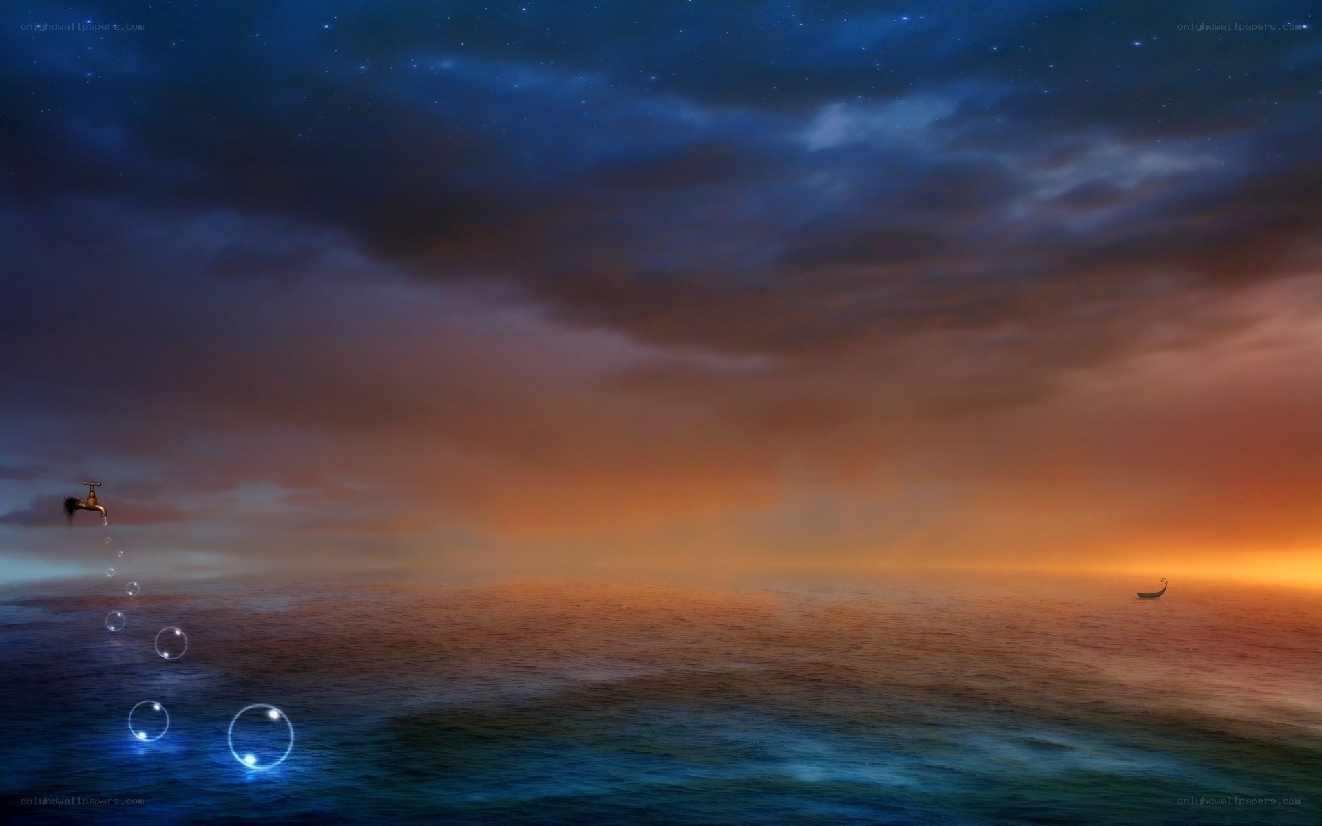 surreal ocean at twilight