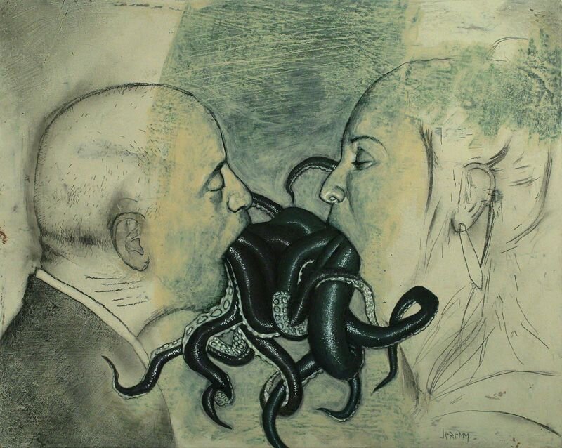 Surreal octopus kiss