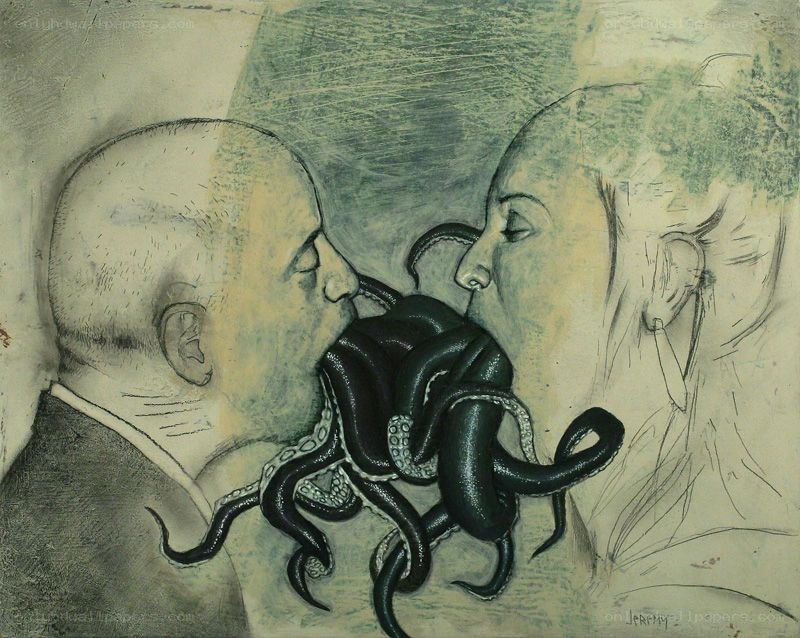 Surreal octopus kiss