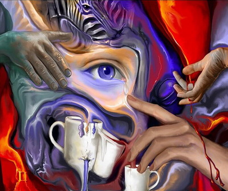 surreal painting of a crying eye