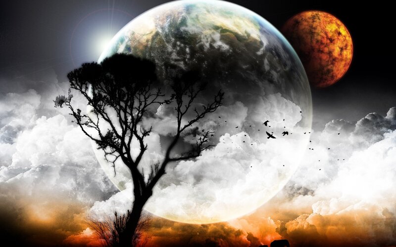surreal planet landscape