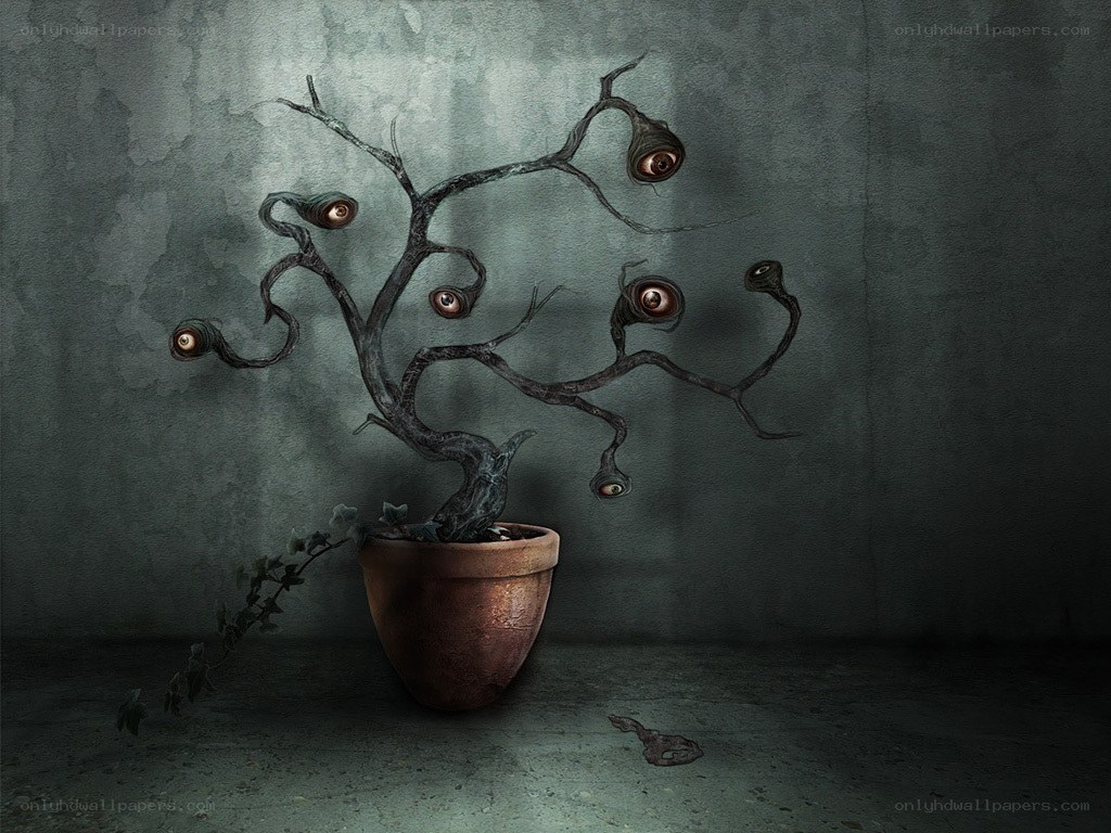 Surreal plant with eyes