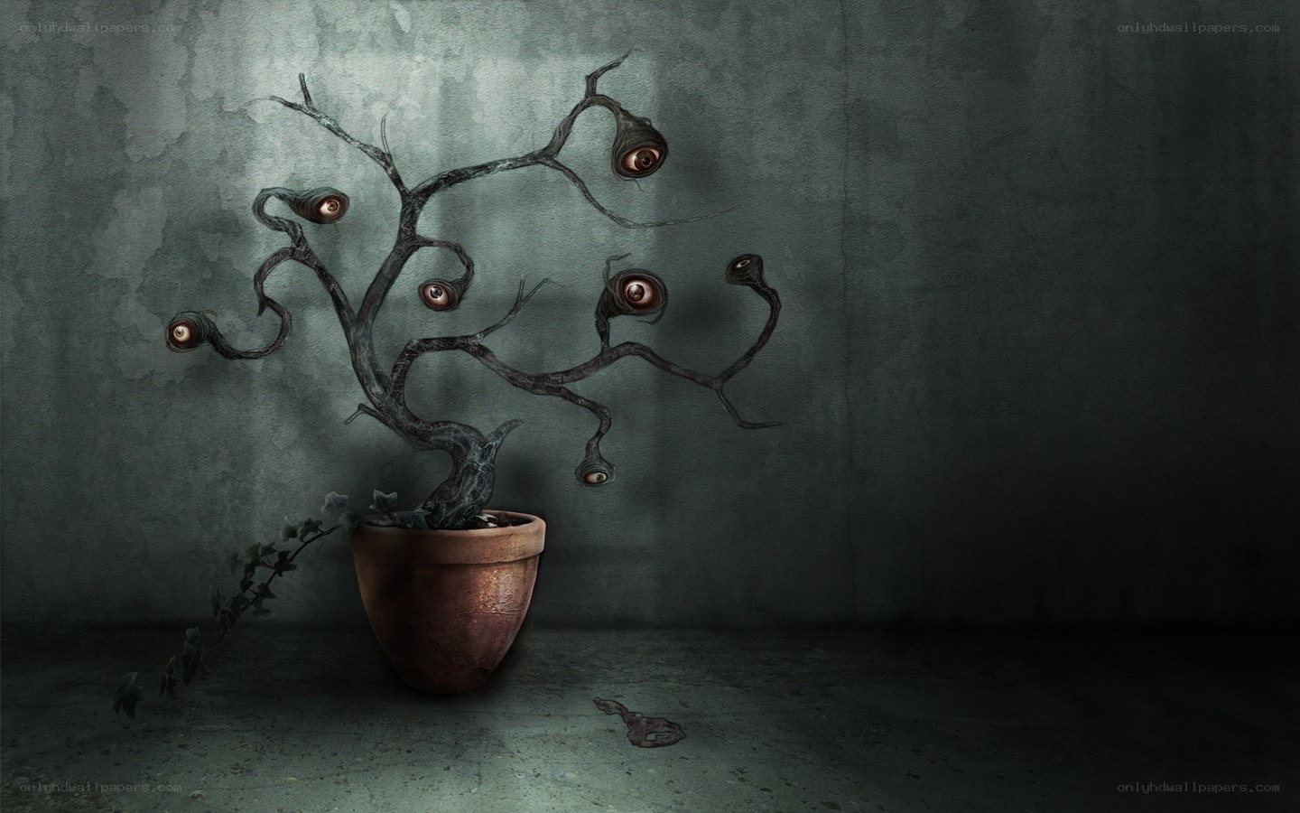 Surreal plant with eyes