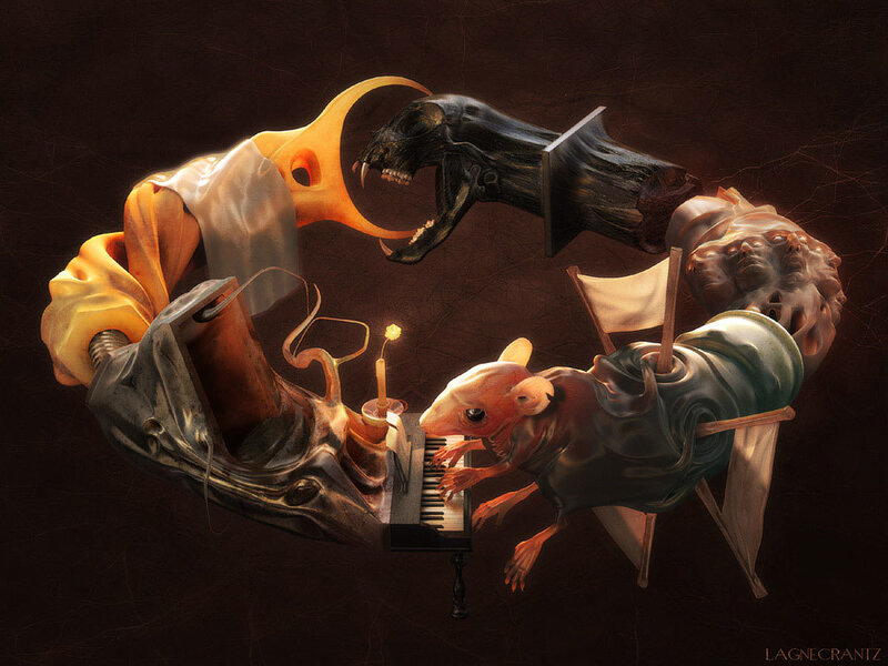 Surreal rat musicians