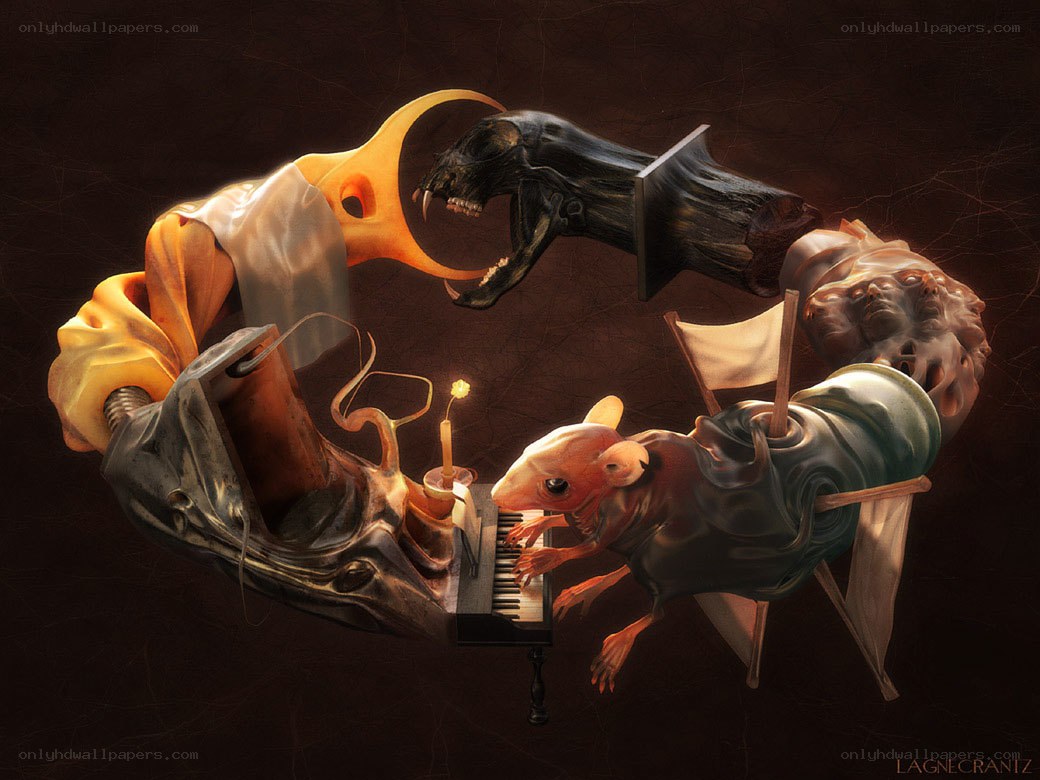 Surreal rat musicians