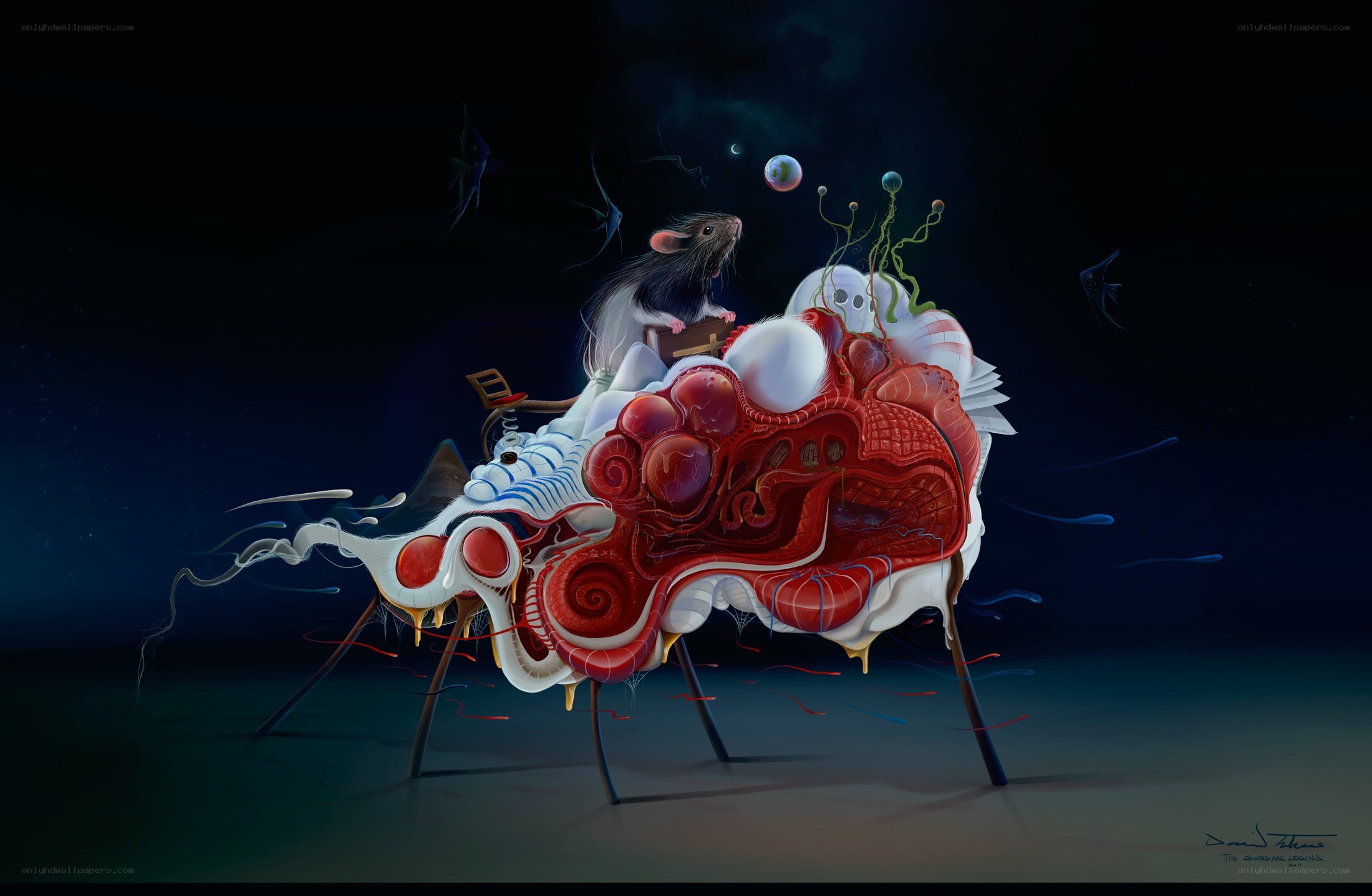 surreal rat on organic throne