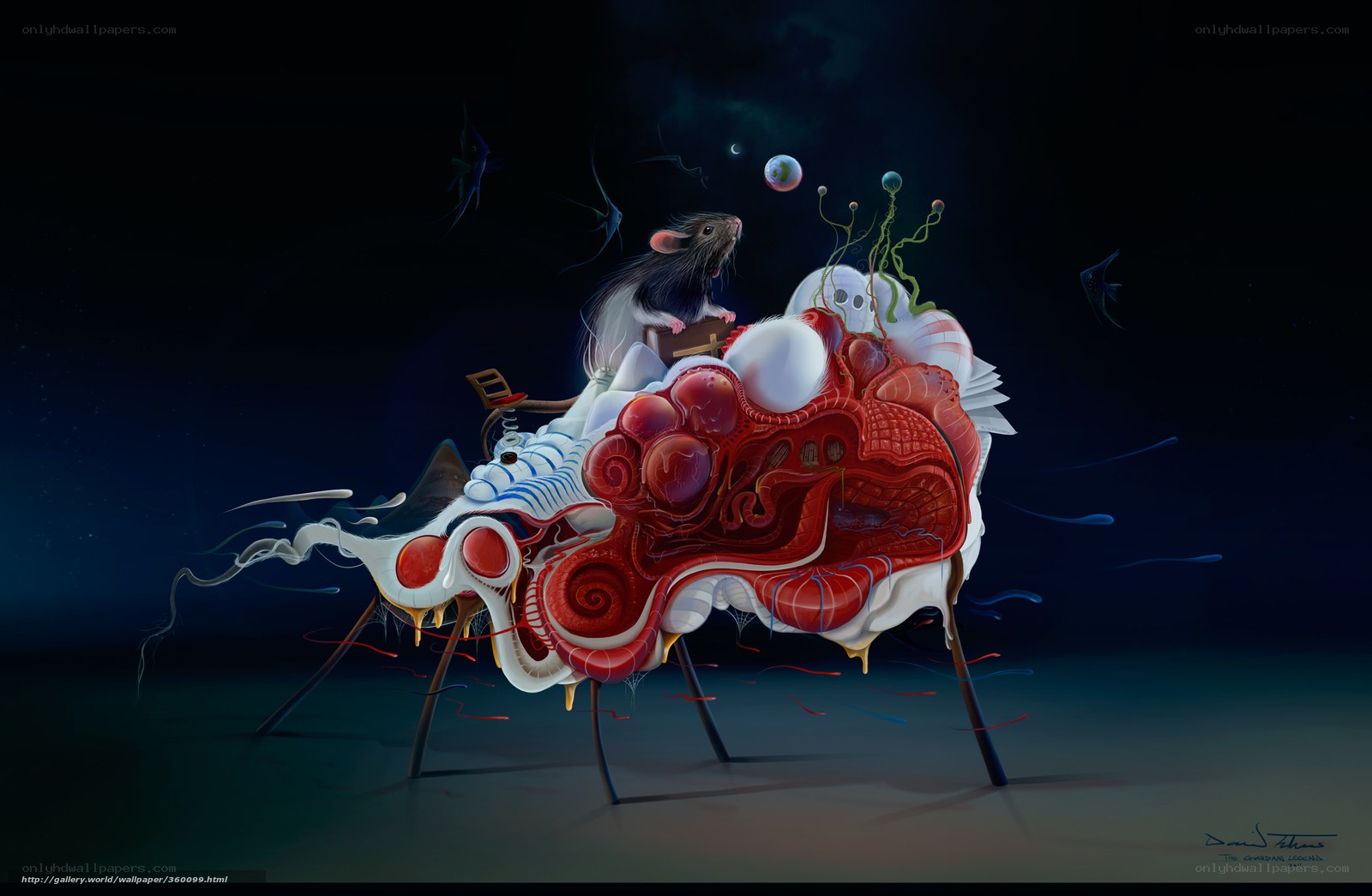 surreal rat on organic throne