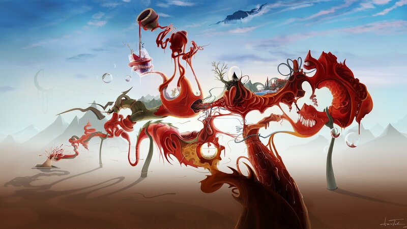 Surreal Red Creature — Dreamlike