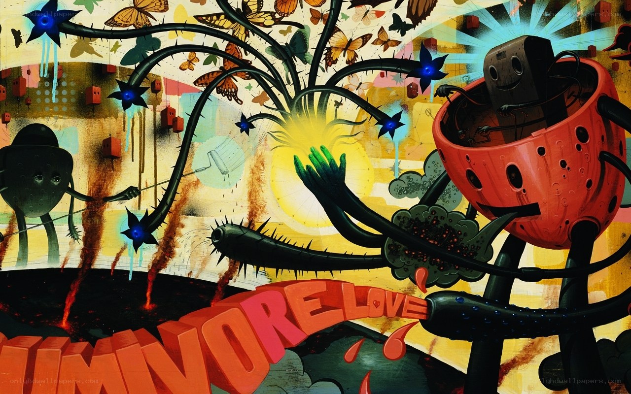 Surreal robot and plant creatures