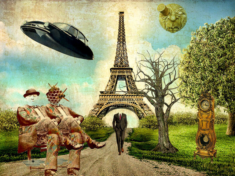 Surreal Scene with Eiffel Tower