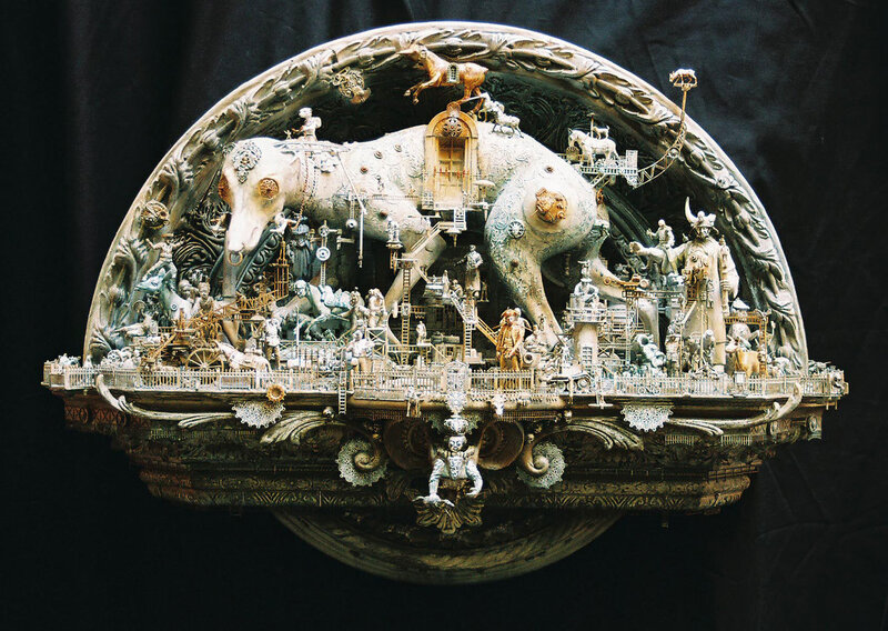 Surreal sculptural diorama