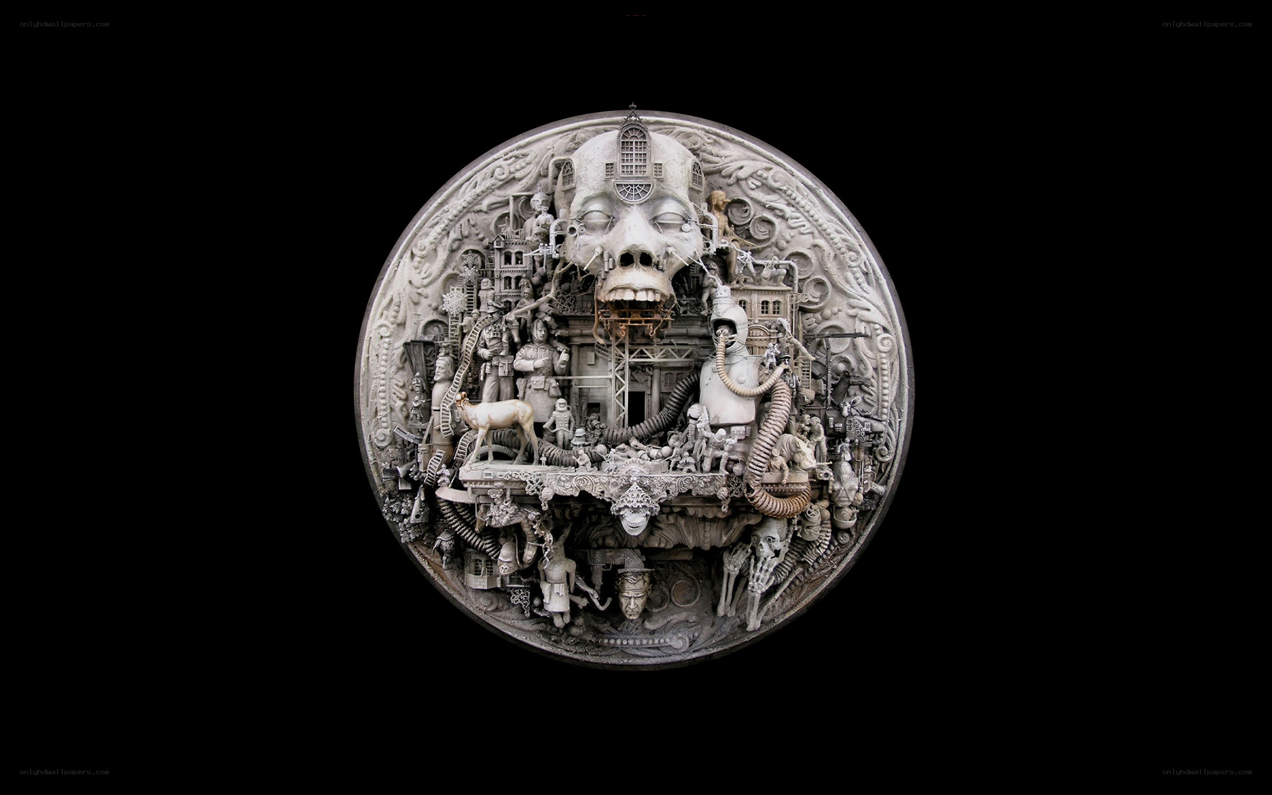Surreal sculptural relief artwork