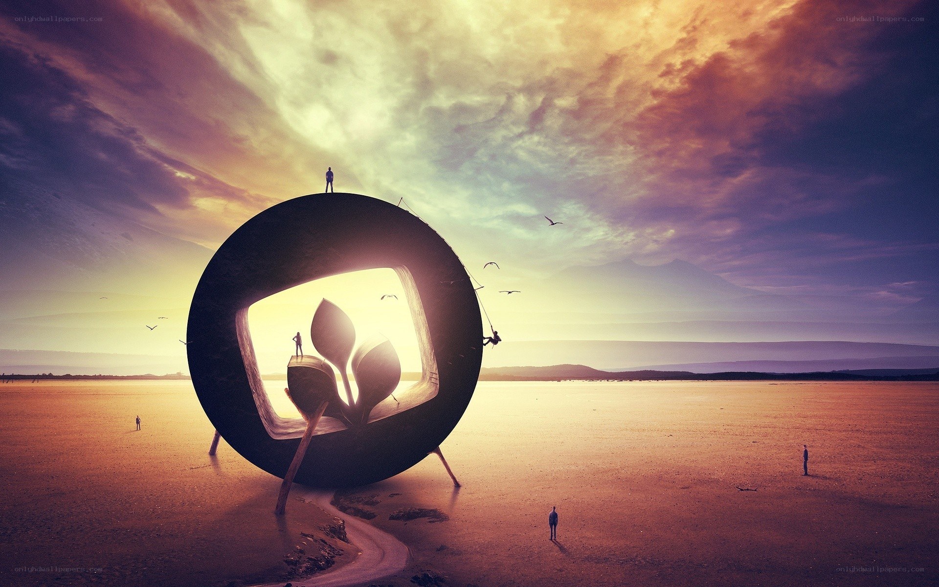 Surreal sculpture in desert