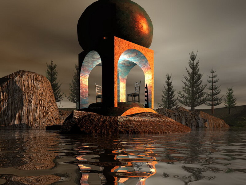 Surreal sculpture in water