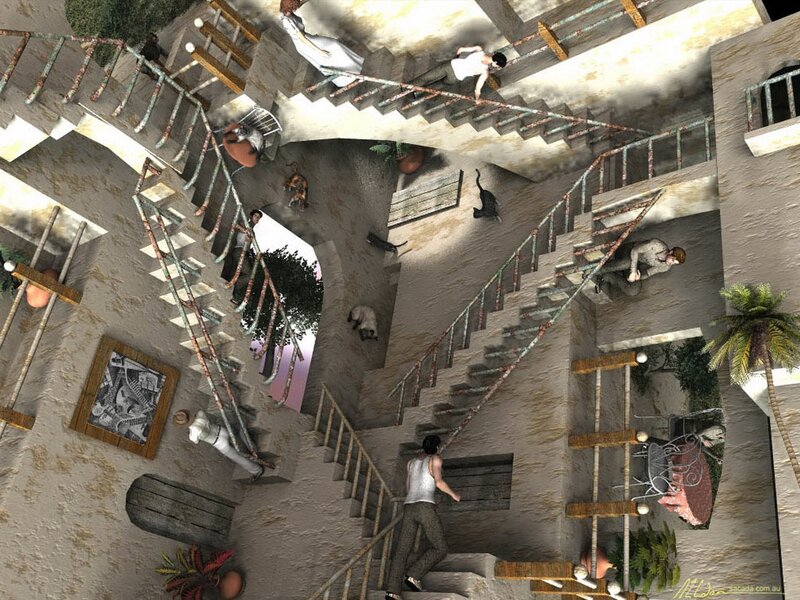 Surreal staircase labyrinth
